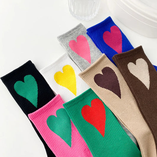 Women'S Simple Style Heart Shape Nylon Cotton Crew Socks A Pair