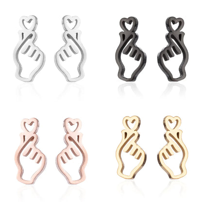 Women's Simple Style Korean Style Geometric Stainless Steel No Inlaid Ear Studs Stainless Steel Earrings