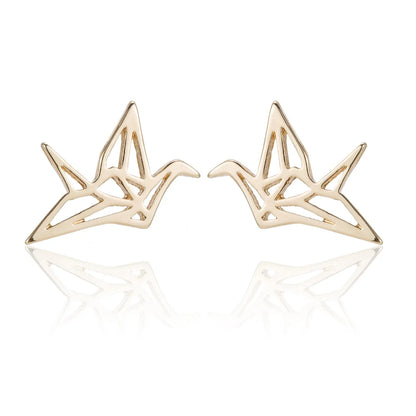 Simple Style Korean Style Paper Crane 304 Stainless Steel No Inlaid 18K Gold Plated Earrings Ear Studs