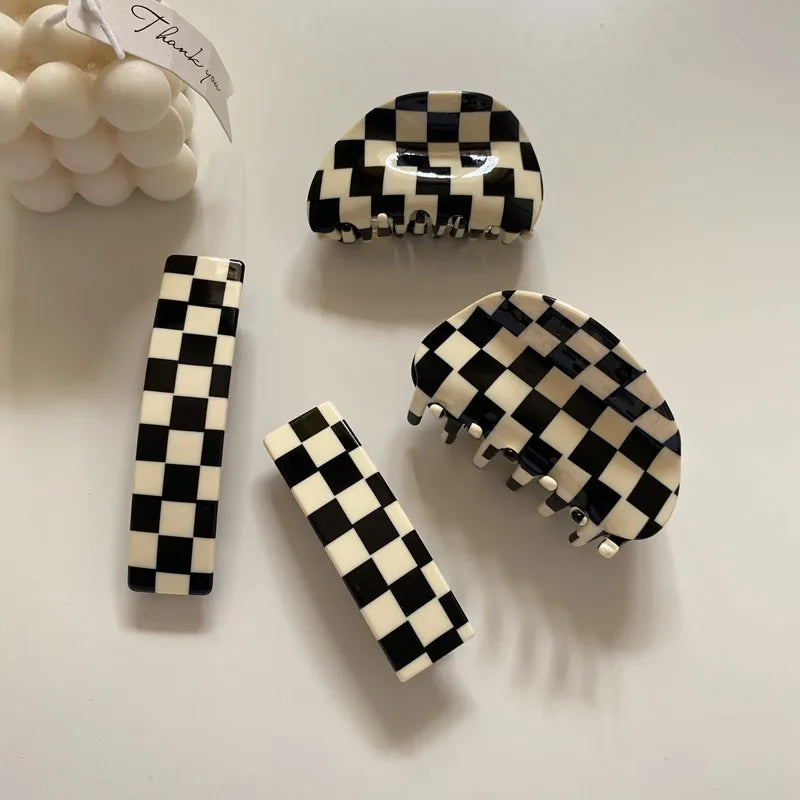 Women'S Simple Style Lattice Acetic Acid Sheets Handmade Hair Clip Hair Combs Hair Claws