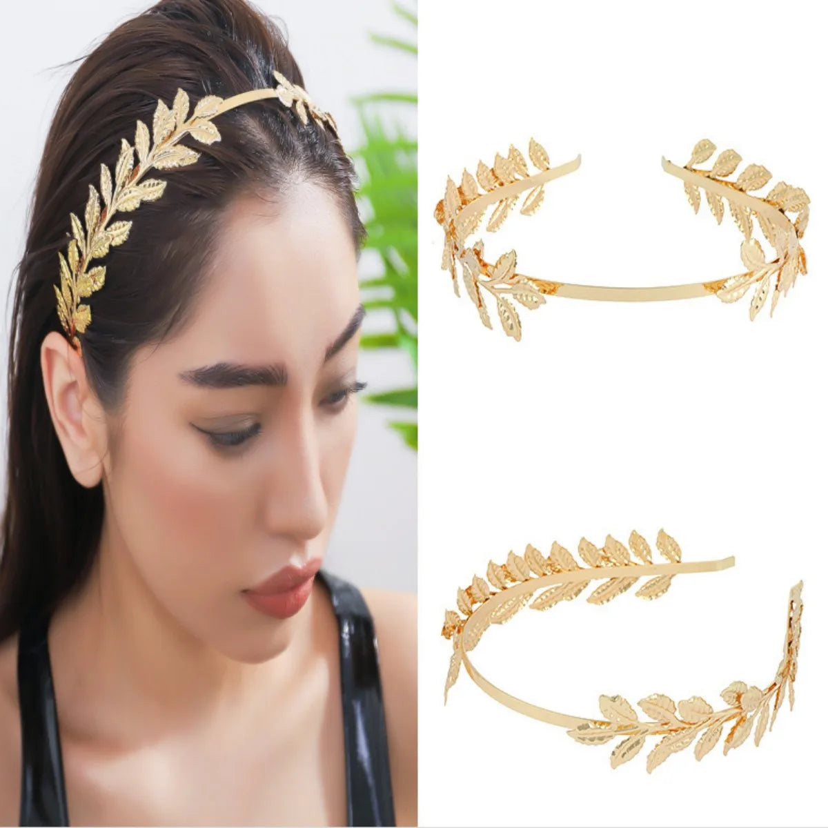 Women'S Simple Style Leaves Metal Plating Hair Band