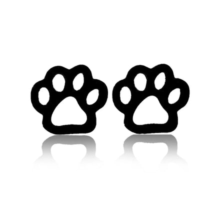 Simple Style Paw Print Plating 304 Stainless Steel No Inlaid 18K Gold Plated Ear Studs