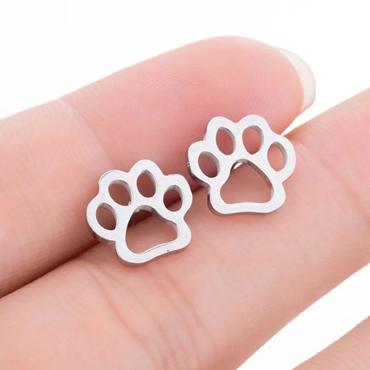 Simple Style Paw Print Plating 304 Stainless Steel No Inlaid 18K Gold Plated Ear Studs