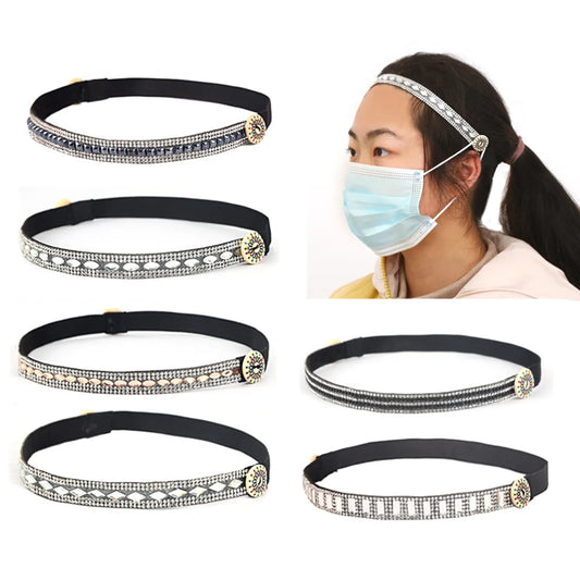 Women'S Simple Style Plaid Waves Glass Diamond Hair Band