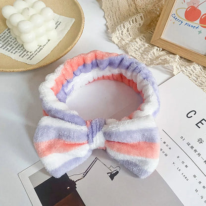 Women'S Simple Style Polka Dots Bow Knot Cloth Coral Fleece Hair Band