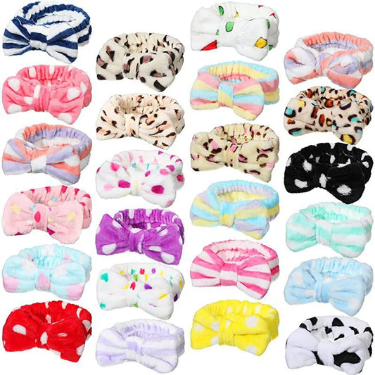 Women'S Simple Style Polka Dots Bow Knot Cloth Coral Fleece Hair Band