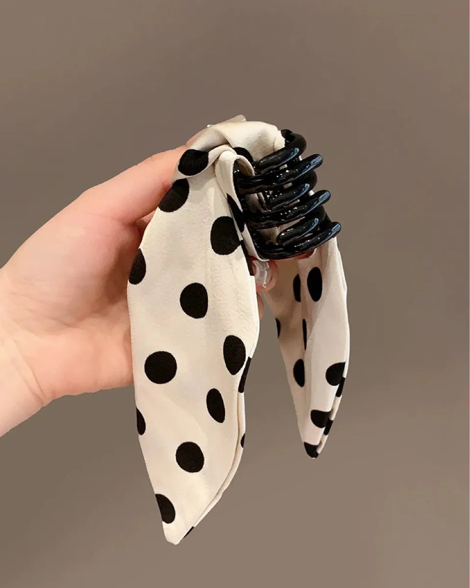 Women'S Simple Style Polka Dots Bow Knot Satin Hair Claws