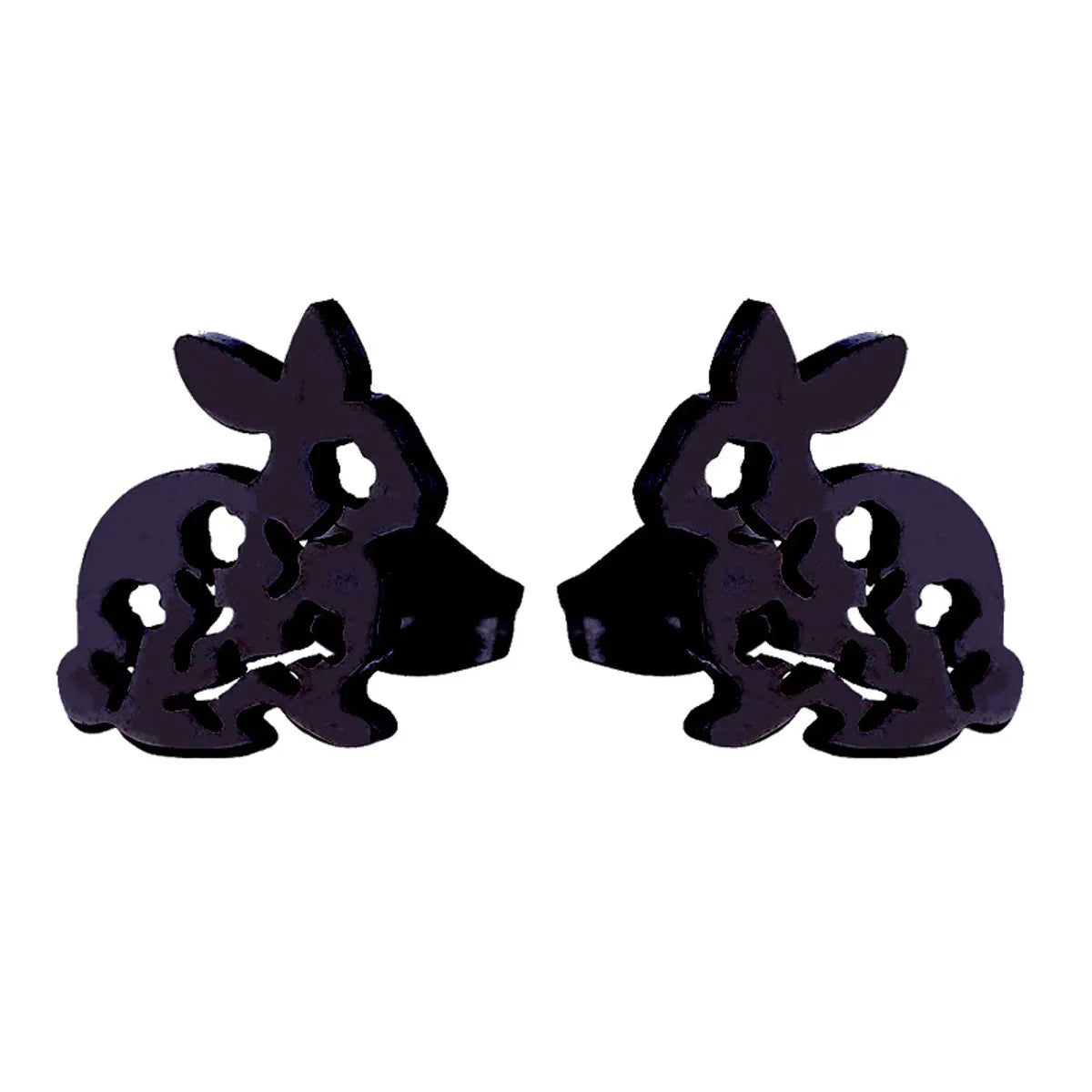 Simple Style Rabbit Hollow Out 304 Stainless Steel No Inlaid 18K Gold Plated Ear Studs