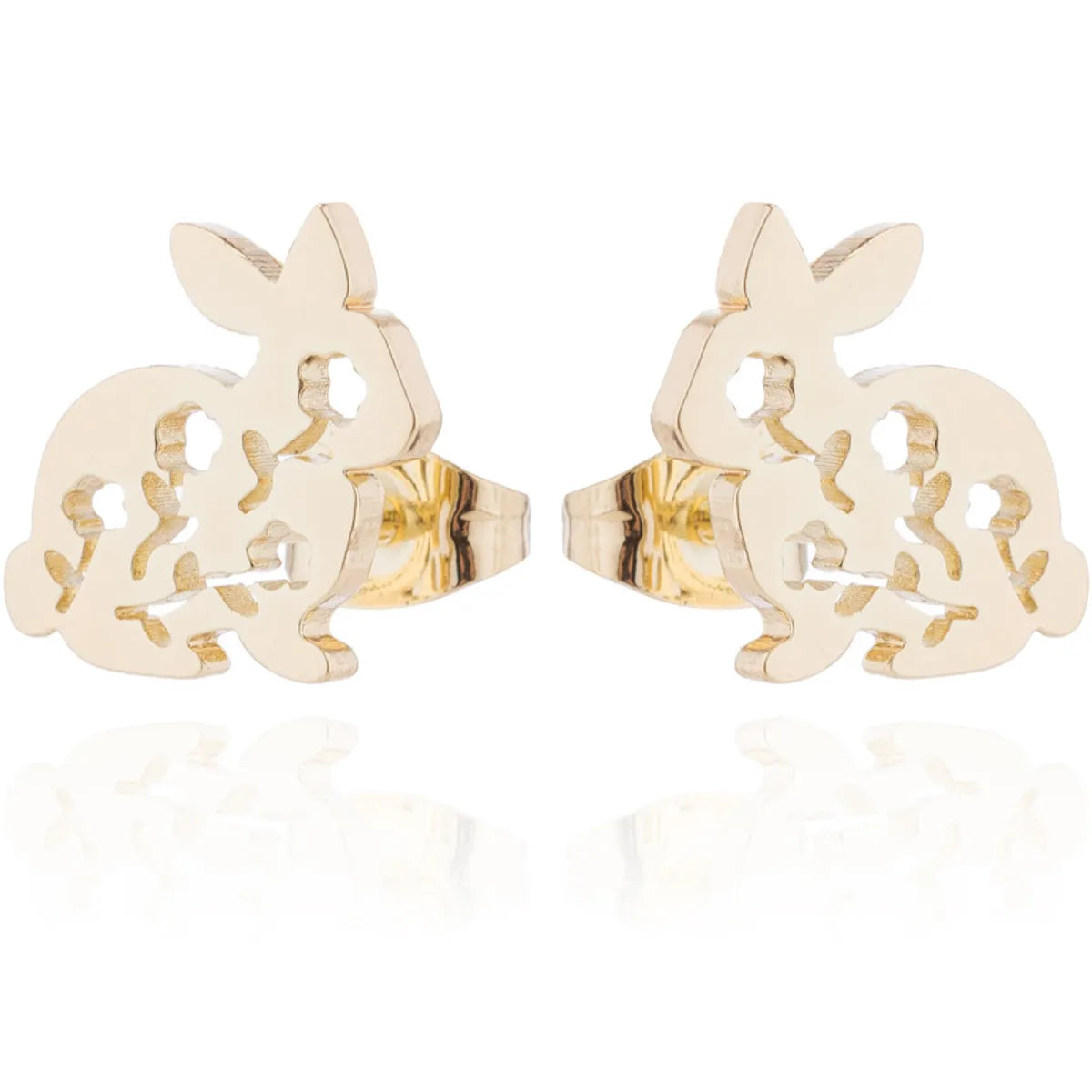 Simple Style Rabbit Hollow Out 304 Stainless Steel No Inlaid 18K Gold Plated Ear Studs