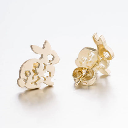 Simple Style Rabbit Hollow Out 304 Stainless Steel No Inlaid 18K Gold Plated Ear Studs