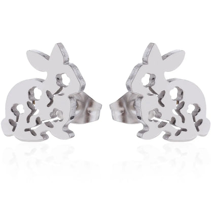 Simple Style Rabbit Hollow Out 304 Stainless Steel No Inlaid 18K Gold Plated Ear Studs