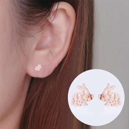 Simple Style Rabbit Hollow Out 304 Stainless Steel No Inlaid 18K Gold Plated Ear Studs