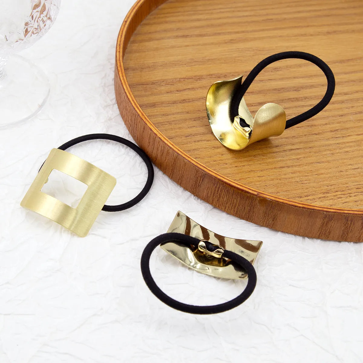 Women'S Simple Style Semicircle Rectangle Alloy Hair Tie