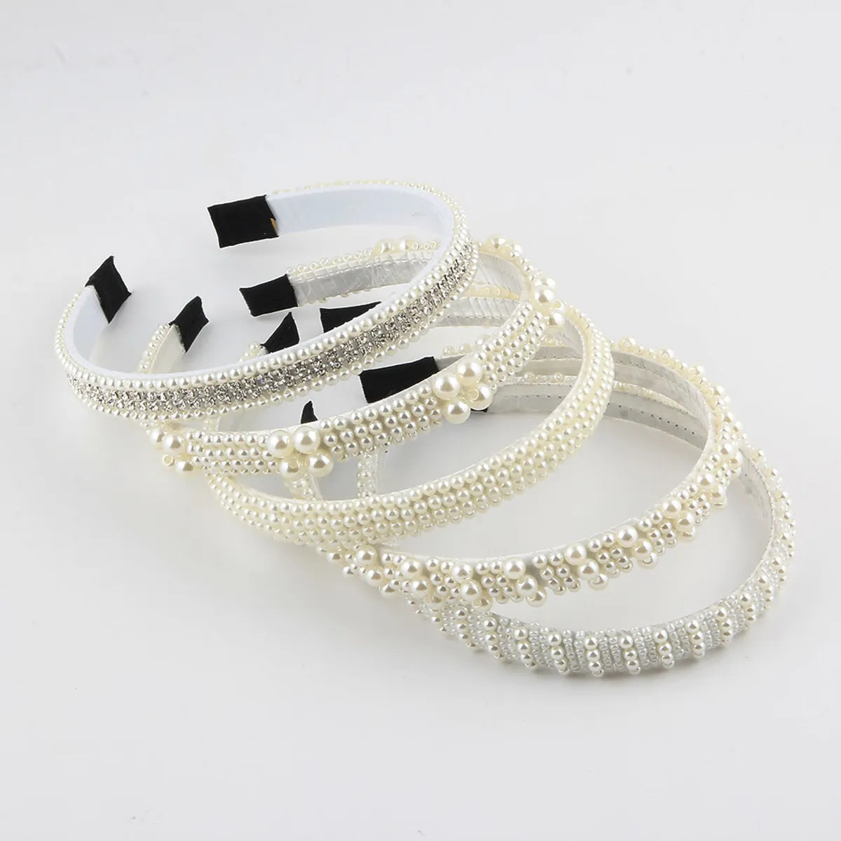 Women'S Simple Style Shiny Round Rhinestone Inlay Pearl Hair Band