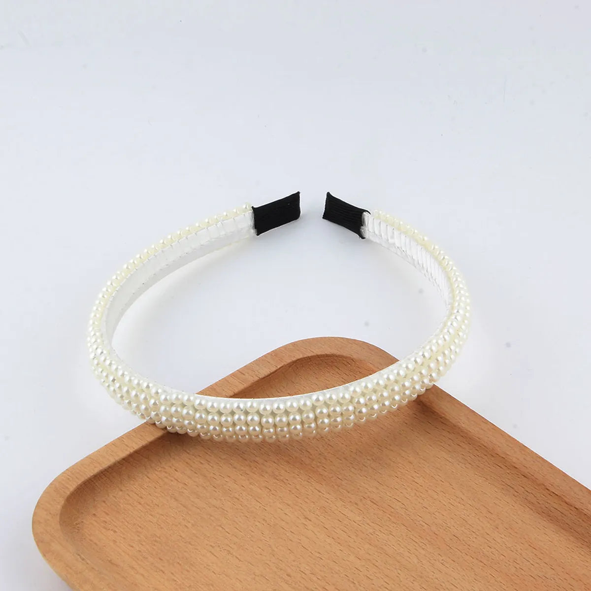 Women'S Simple Style Shiny Round Rhinestone Inlay Pearl Hair Band