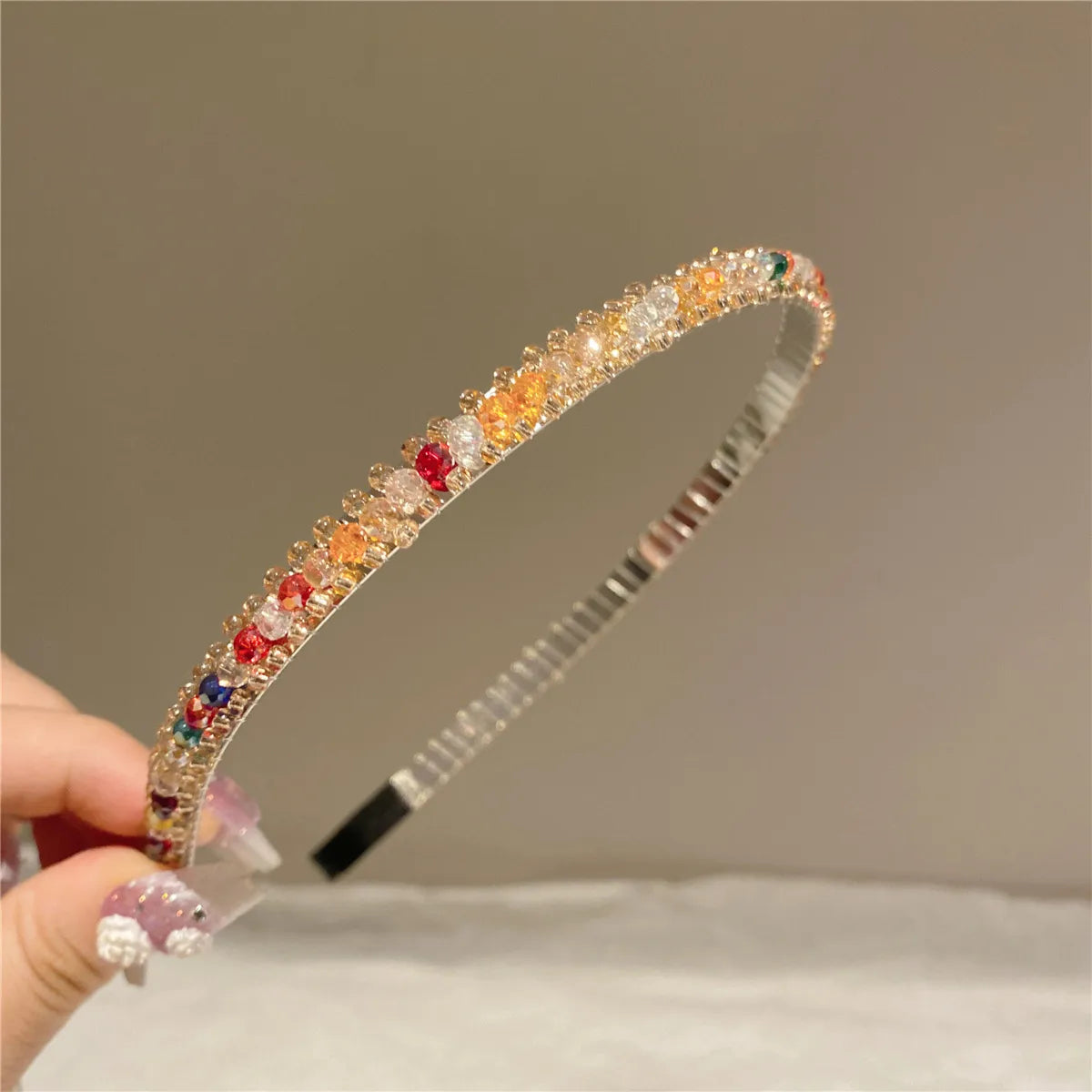 Women'S Simple Style Shiny Solid Color Artificial Crystal Diamond Hair Band