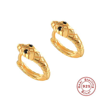 Women'S Simple Style Snake Sterling Silver Gem Earrings Gold Plated 925 Silver Earrings