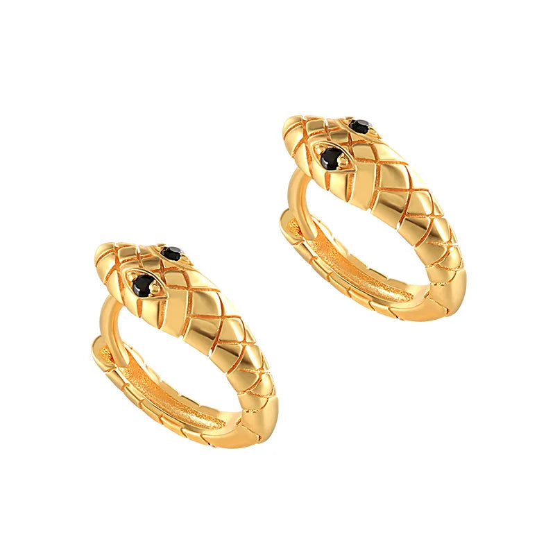 Women'S Simple Style Snake Sterling Silver Gem Earrings Gold Plated 925 Silver Earrings