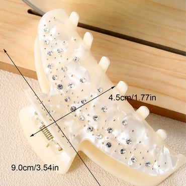 Women'S Simple Style Solid Color Acetic Acid Sheets Inlay Rhinestones Hair Claws