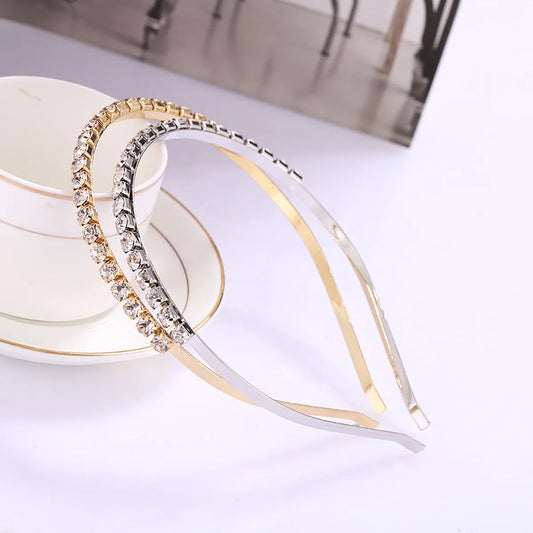 Women'S Simple Style Solid Color Alloy Plating Inlay Rhinestones Hair Band