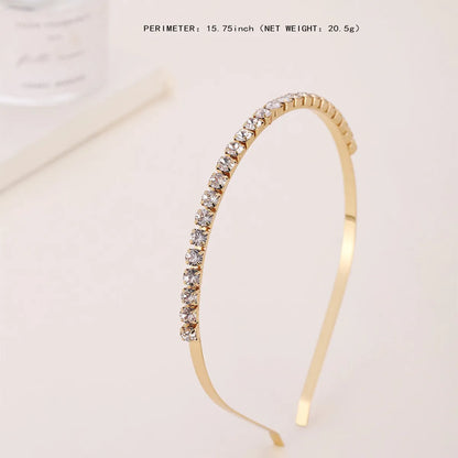 Women'S Simple Style Solid Color Alloy Plating Inlay Rhinestones Hair Band