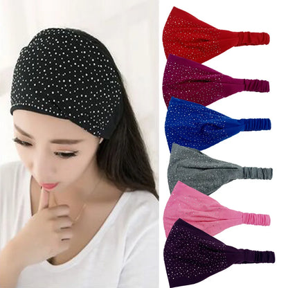 Women'S Simple Style Solid Color Cloth Rhinestone Hair Band