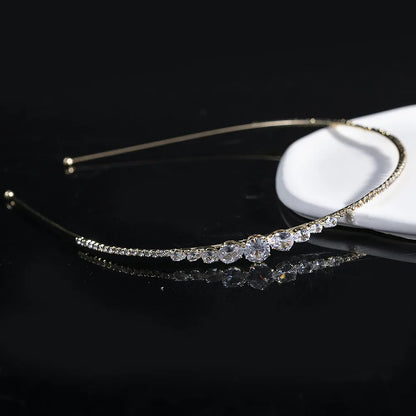 Women'S Simple Style Solid Color Metal Diamond Hair Band