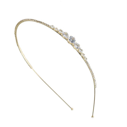 Women'S Simple Style Solid Color Metal Diamond Hair Band