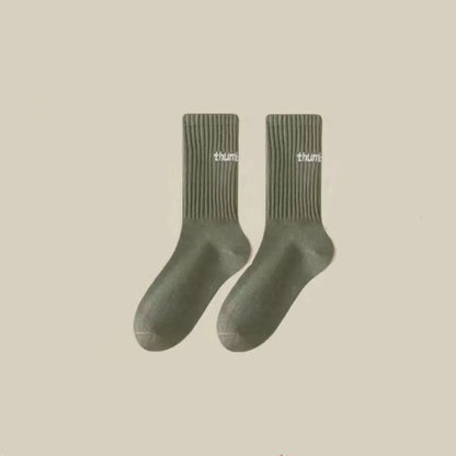 Women'S Simple Style Solid Color Polyester Crew Socks A Pair