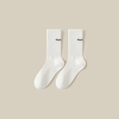 Women'S Simple Style Solid Color Polyester Crew Socks A Pair