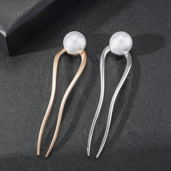 Women'S Simple Style U Shape Artificial Pearl Alloy Plating Hairpin