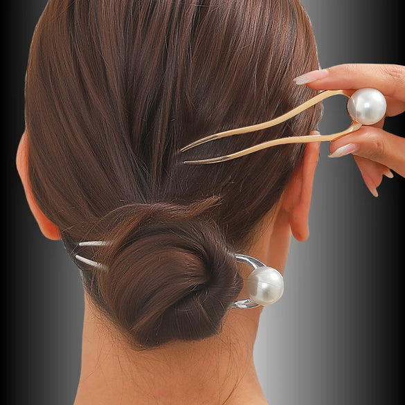 Women'S Simple Style U Shape Artificial Pearl Alloy Plating Hairpin