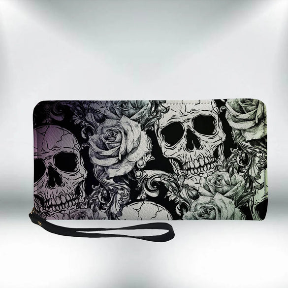 Women'S Skull Pu Leather Side Zipper Wallets