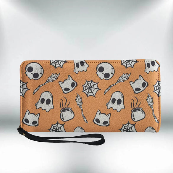 Women'S Skull Pu Leather Side Zipper Wallets