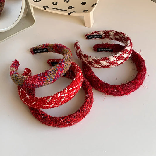 Women'S Sweet Argyle Cloth Sponge Knit Hair Band