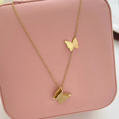 Women's Sweet Butterfly Stainless Steel Necklace Plating Metal Stainless Steel Necklaces