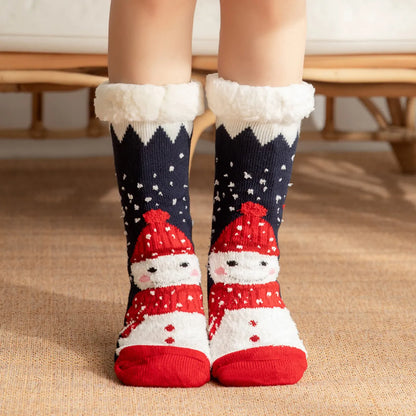 Women'S Sweet Cartoon Snowman Polyacrylonitrile Fiber Crew Socks A Pair