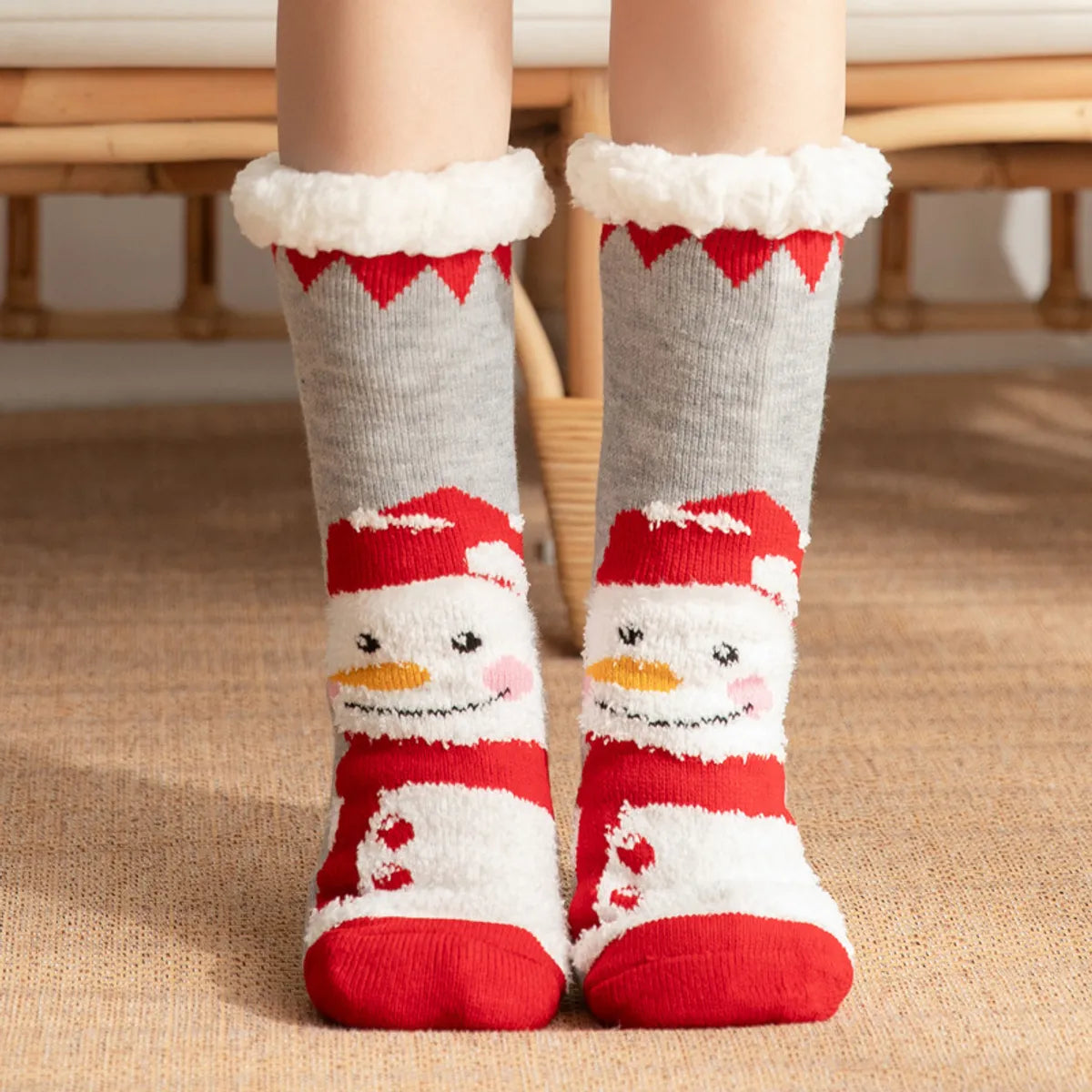 Women'S Sweet Cartoon Snowman Polyacrylonitrile Fiber Crew Socks A Pair