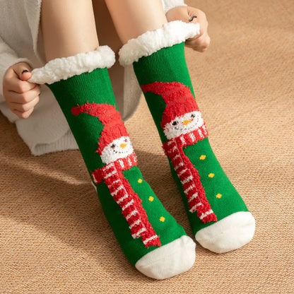 Women'S Sweet Cartoon Snowman Polyacrylonitrile Fiber Crew Socks A Pair