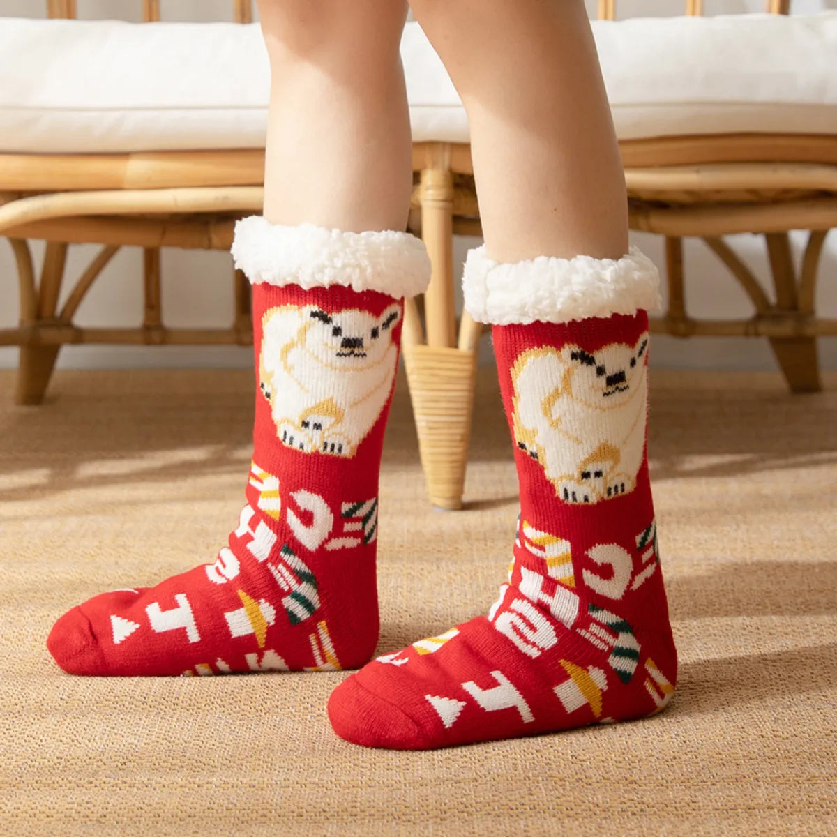 Women'S Sweet Cartoon Snowman Polyacrylonitrile Fiber Crew Socks A Pair