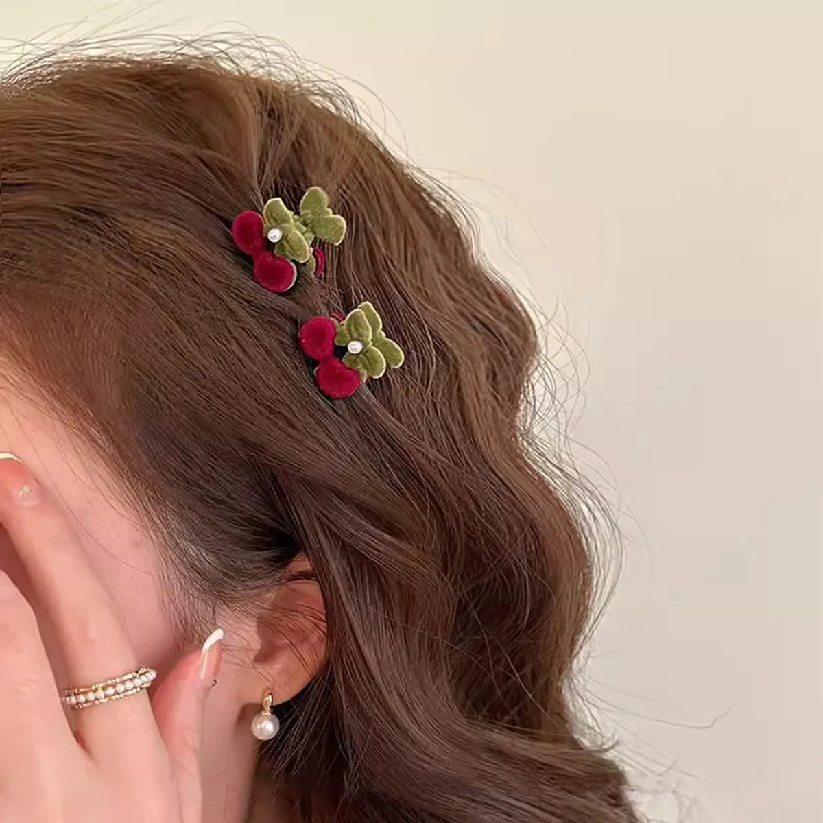 Women'S Sweet Cherry Flower Alloy Hair Clip