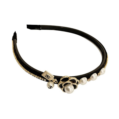 Women'S Sweet Flower Alloy Inlay Artificial Pearls Rhinestones Hair Band