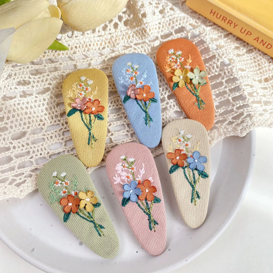 Women'S Sweet Flower Cloth Appliques Hair Clip