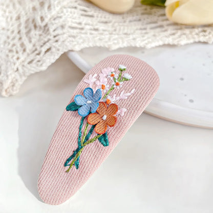 Women'S Sweet Flower Cloth Appliques Hair Clip