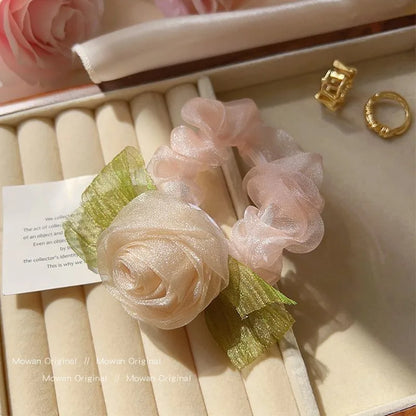 Women'S Sweet Flower Cloth Rubber Band