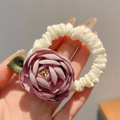 Women'S Sweet Flower Cloth Rubber Band