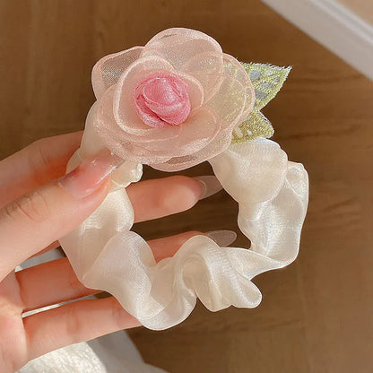 Women'S Sweet Flower Cloth Rubber Band