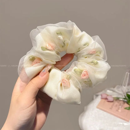 Women'S Sweet Flower Cloth Rubber Band