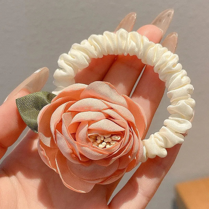 Women'S Sweet Flower Cloth Rubber Band