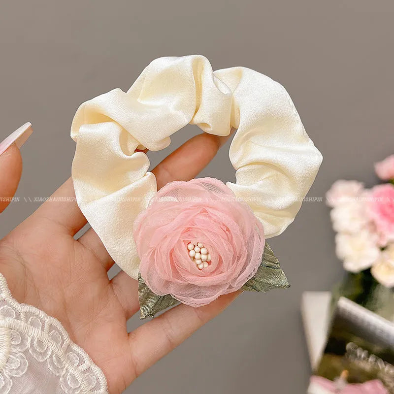 Women'S Sweet Flower Cloth Rubber Band